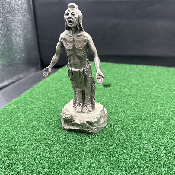 Vintage Native American Pewter Statue Philip Kraczkowski "Oh Great Spirit" 1972 - Picture 2 of 8
